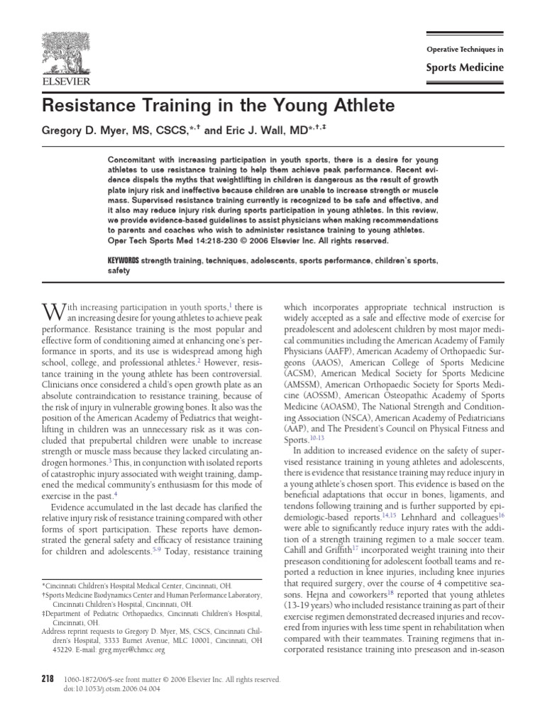 Safe Resistance Training for Young Athletes | PDF | Strength Training ...