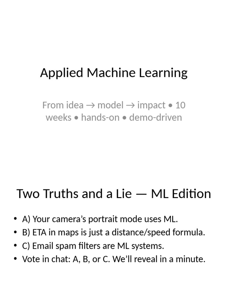 Applied Machine Learning Course Overview | PDF