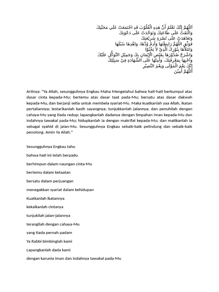 Doa Rabithah untuk Kesatuan Hati | PDF