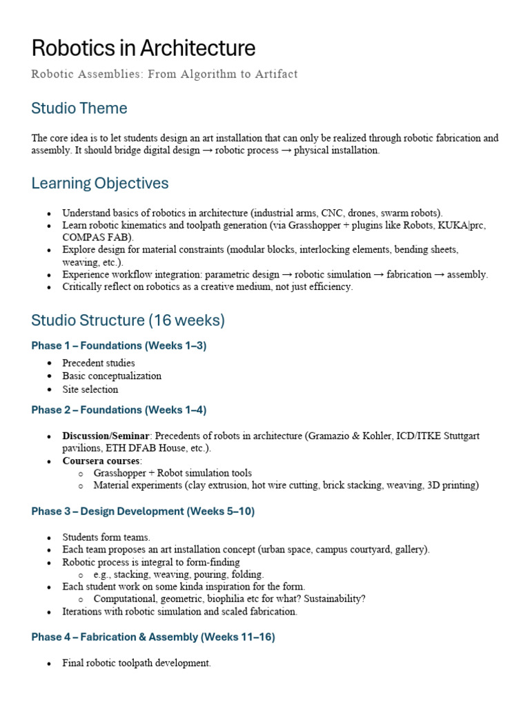 Robotics in Architectural Design | PDF | Robot | Robotics