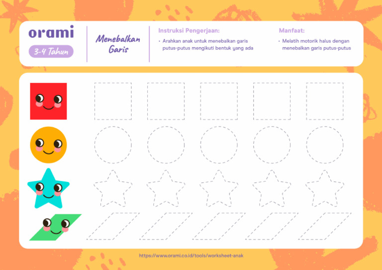 Worksheet PDF Orami Worksheet Week2 Sept Menebalkan Garis | PDF