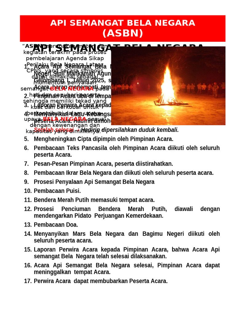 Acara Api Semangat Bela Negara 2025 | PDF
