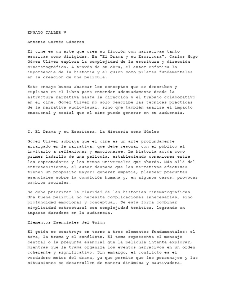 ENSAYO El Drama y Su Escritura, Carlos Hugo Gómez Uliver | PDF ...