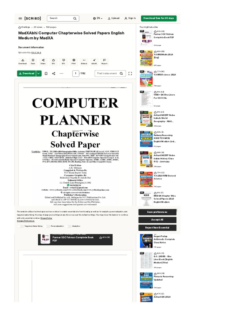 MadXAbhi Computer Solved Papers | PDF | Computing