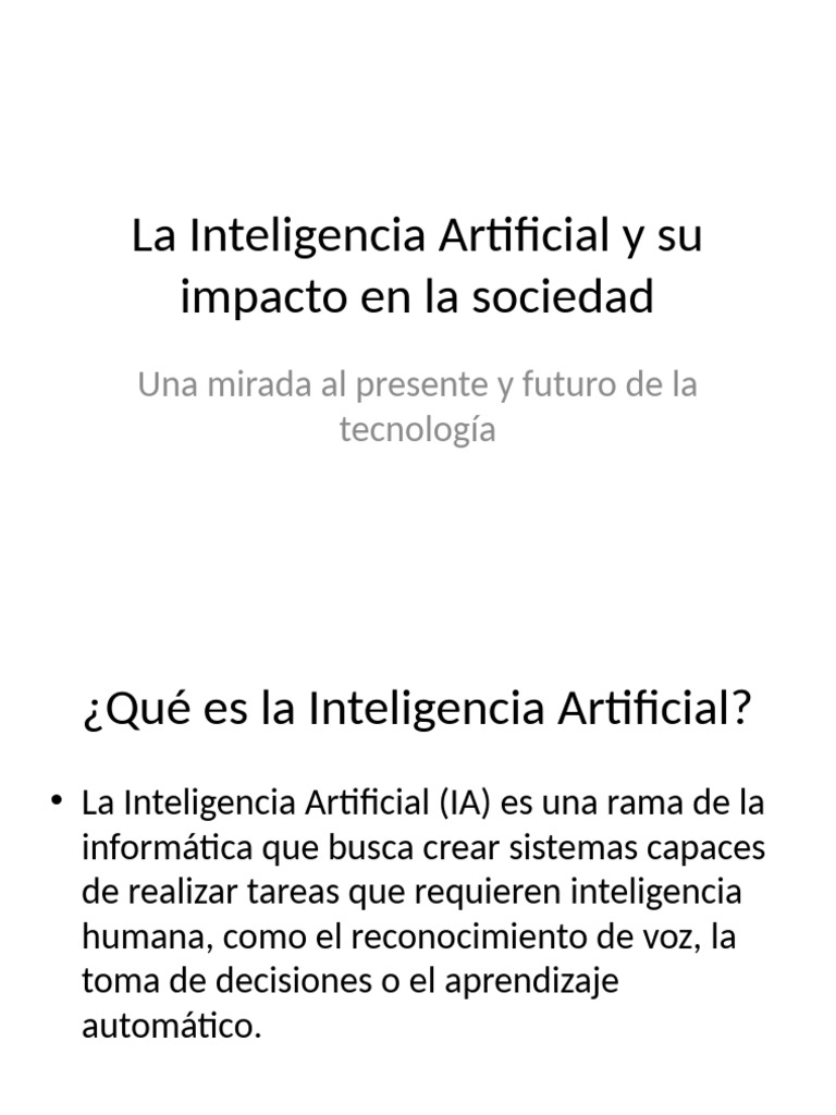 Inteligencia Artificial y Su Impacto en La Sociedad | PDF