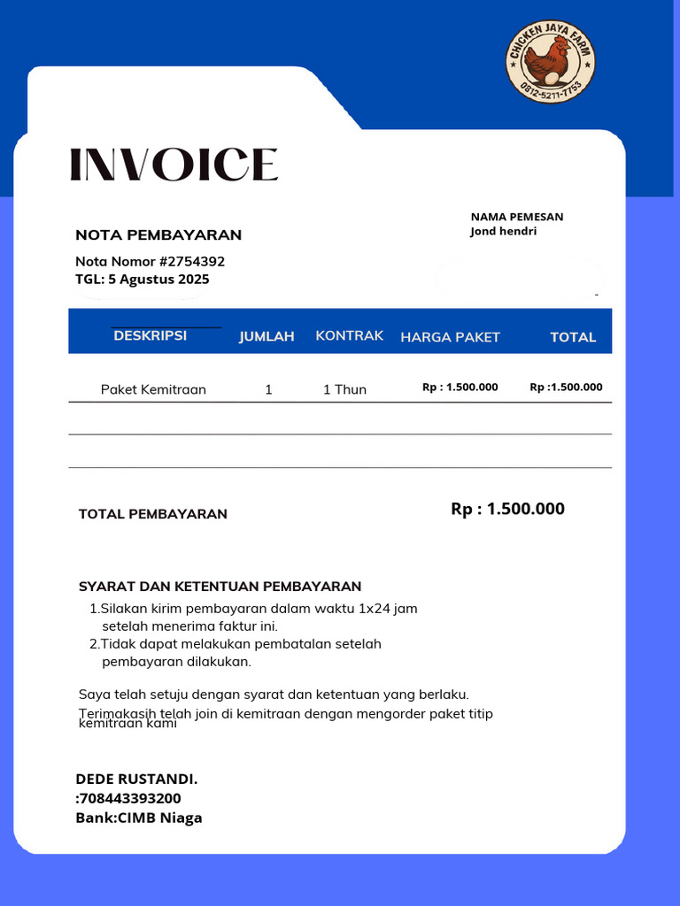 Invoice Chicken Jaya Farm | PDF