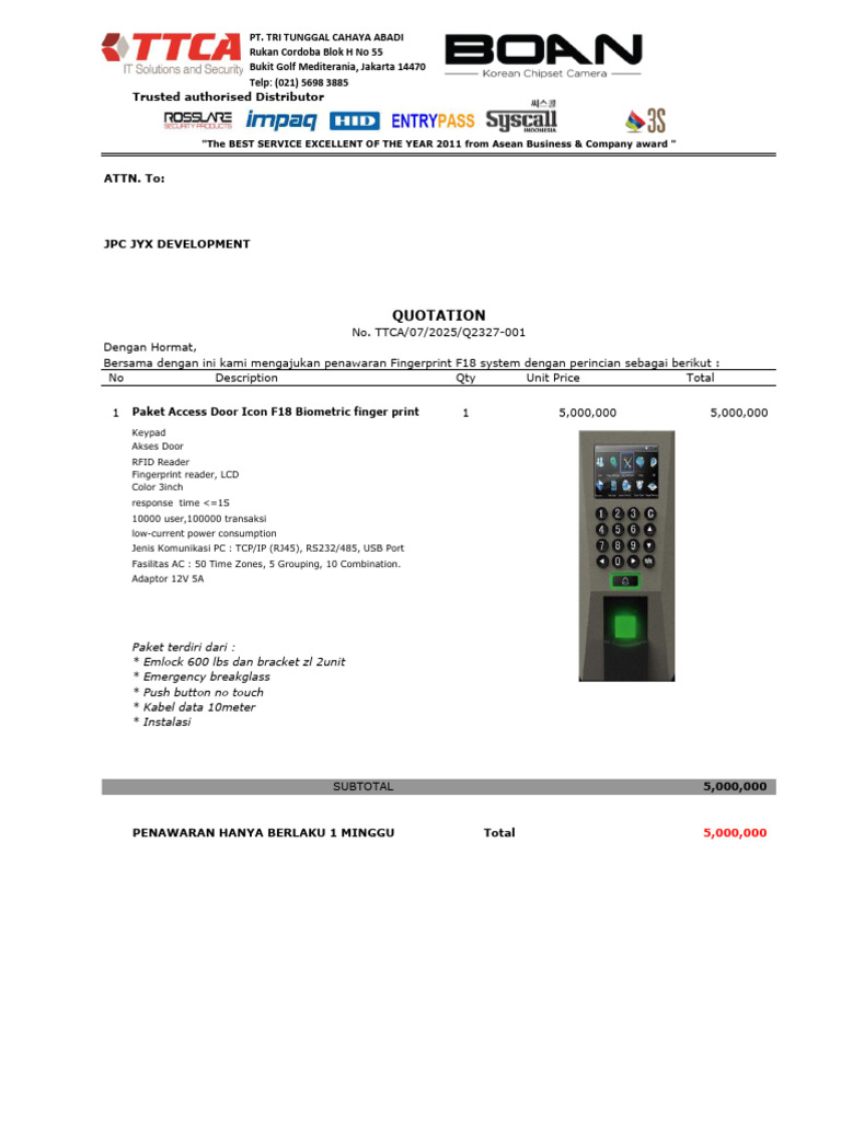 q2327-001-Jpc Jyx Development-Paket Fingerprint f18 | PDF | Control ...