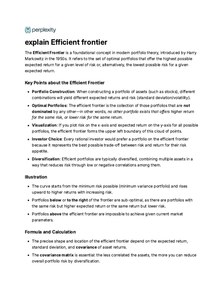 Understanding the Efficient Frontier | PDF | Modern Portfolio Theory ...