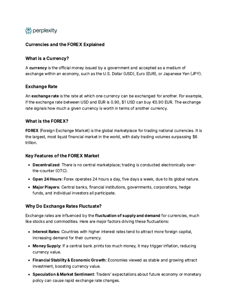 Currencies and The FOREX Explained | PDF | Foreign Exchange Market ...