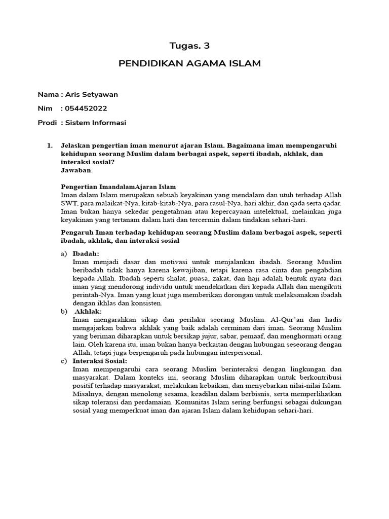 Pengertian dan Ciri-Ciri Iman dalam Islam | PDF