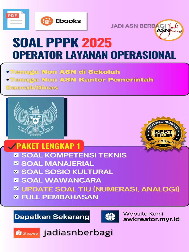 Paket Lengkap 1 Soal PPPK Operator Layanan Operasional | PDF