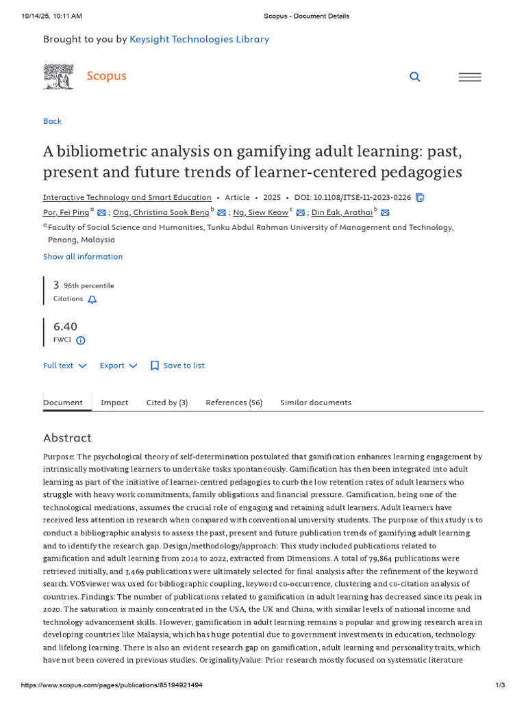 A Bibliometric Analysis On Gamifying Adult Learning Past, Present and ...