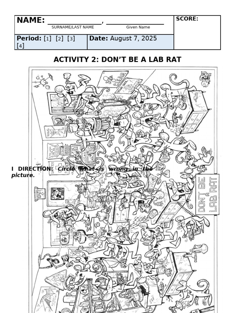 Science 6 Activity 2 Dont Be A Lab Rat | PDF