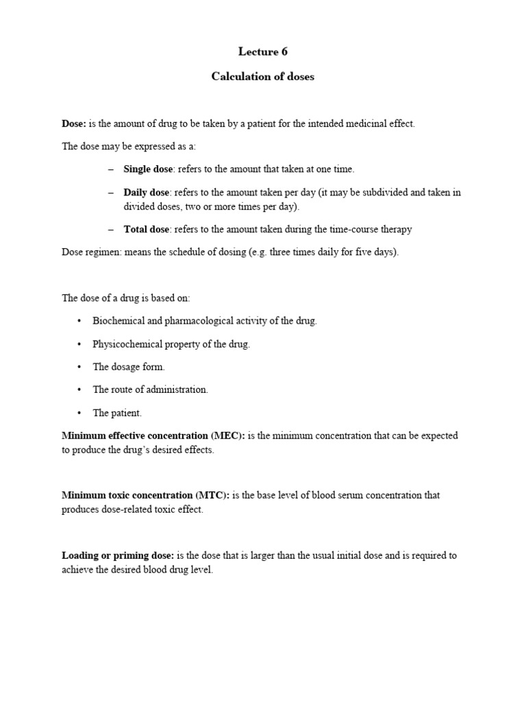 224 PHT Pharmaceutics I Lecture - 6 2 | PDF | Dose (Biochemistry ...
