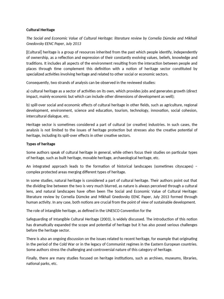 Economic Impact of Cultural Heritage | PDF | Aesthetics | Beauty