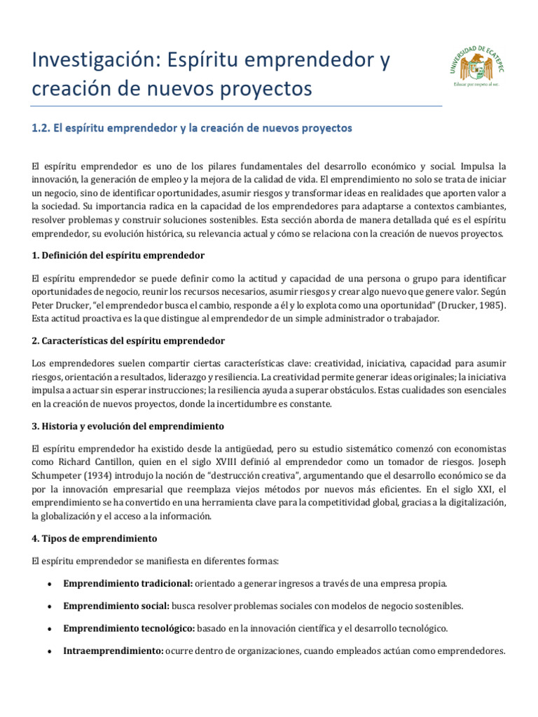 Espíritu Emprendedor y Nuevos Proyectos | PDF | Iniciativa empresarial ...