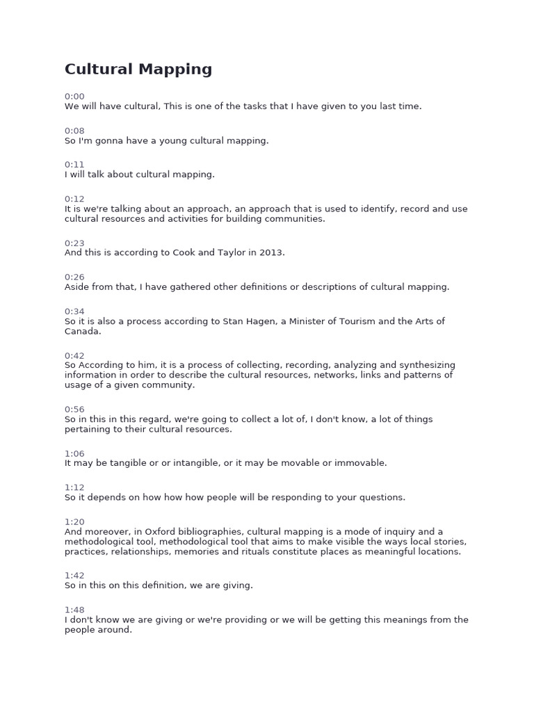 Understanding Cultural Mapping Techniques | PDF | Qualitative Research ...