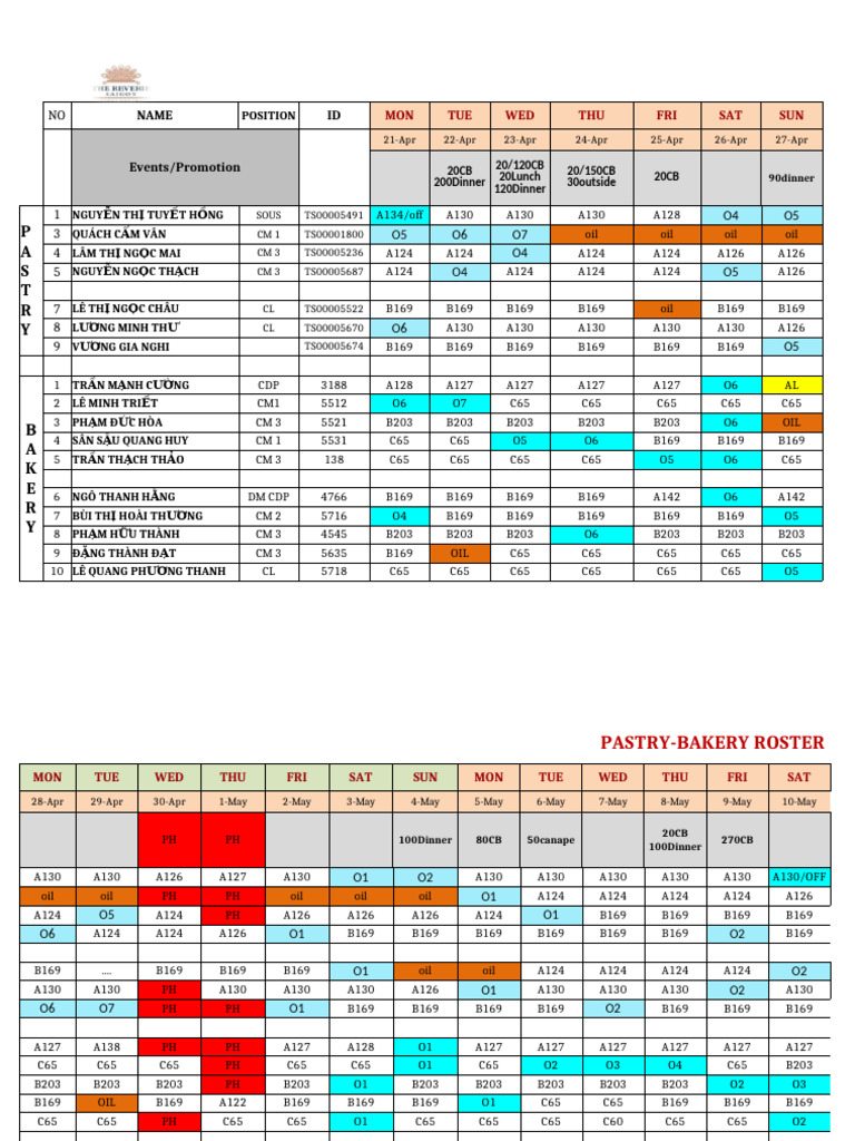 Weekly Staff Roster and Schedule | PDF