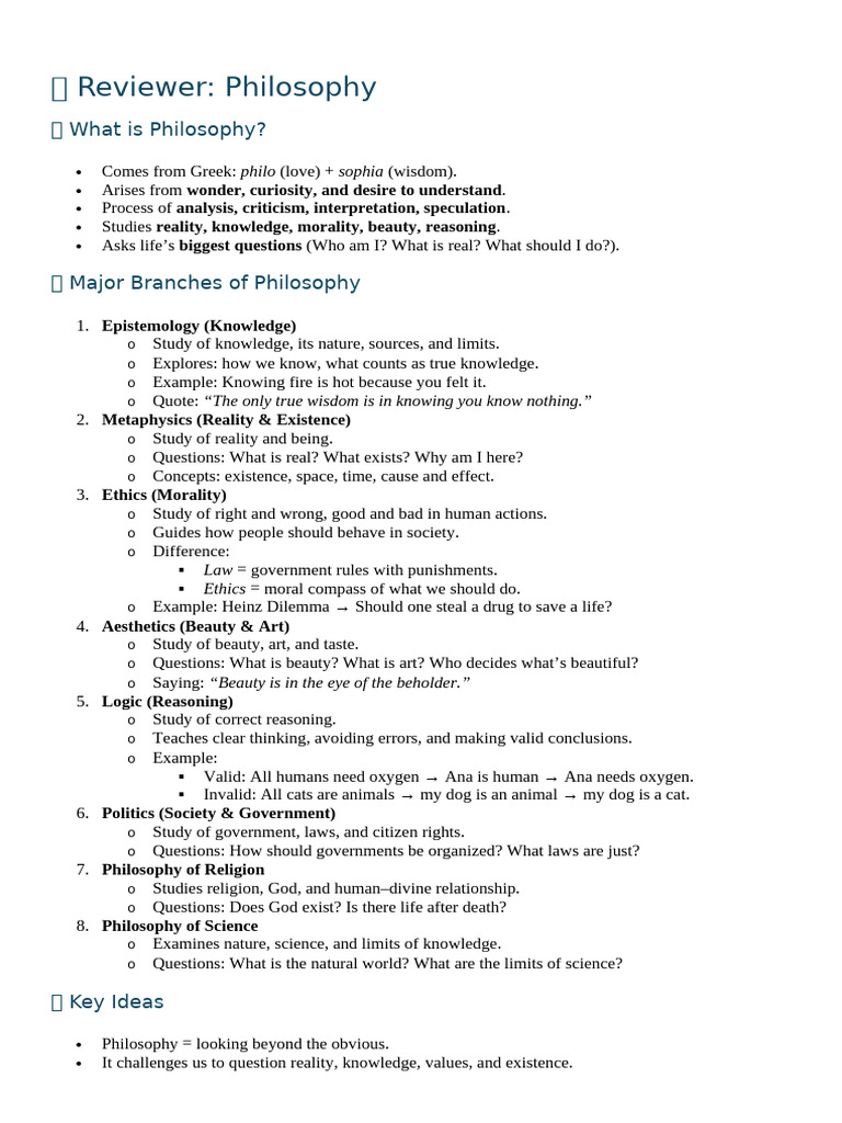 Understanding Major Branches of Philosophy | PDF | Knowledge | Wisdom