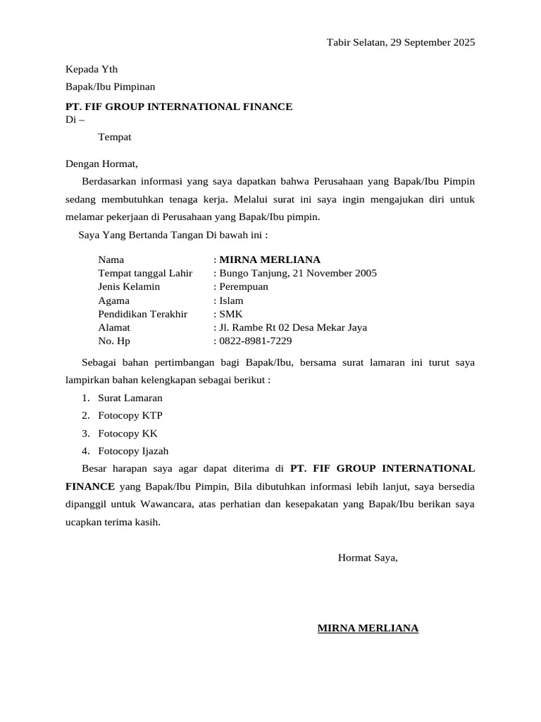 Lamaran Kerja di PT FIF Group 2025 | PDF