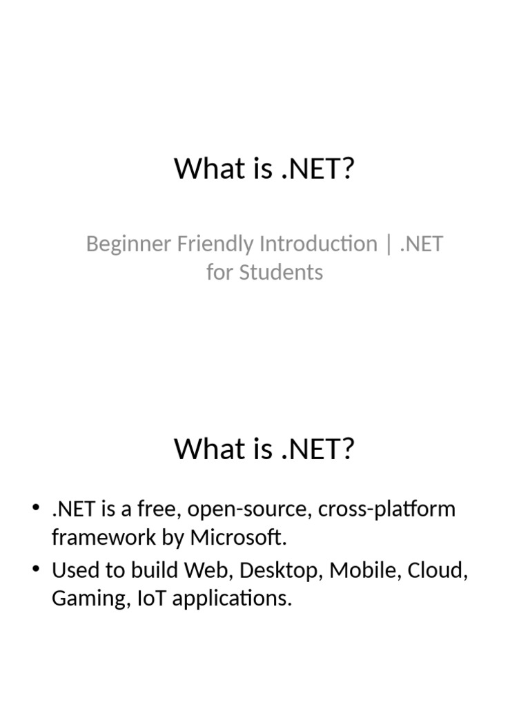 Intro To DotNET Presentation | PDF