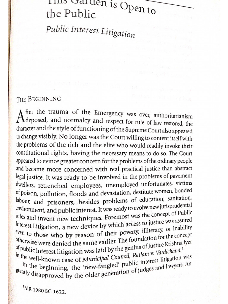 Public Interest Litigation - O. Chinnappa Reddy | PDF