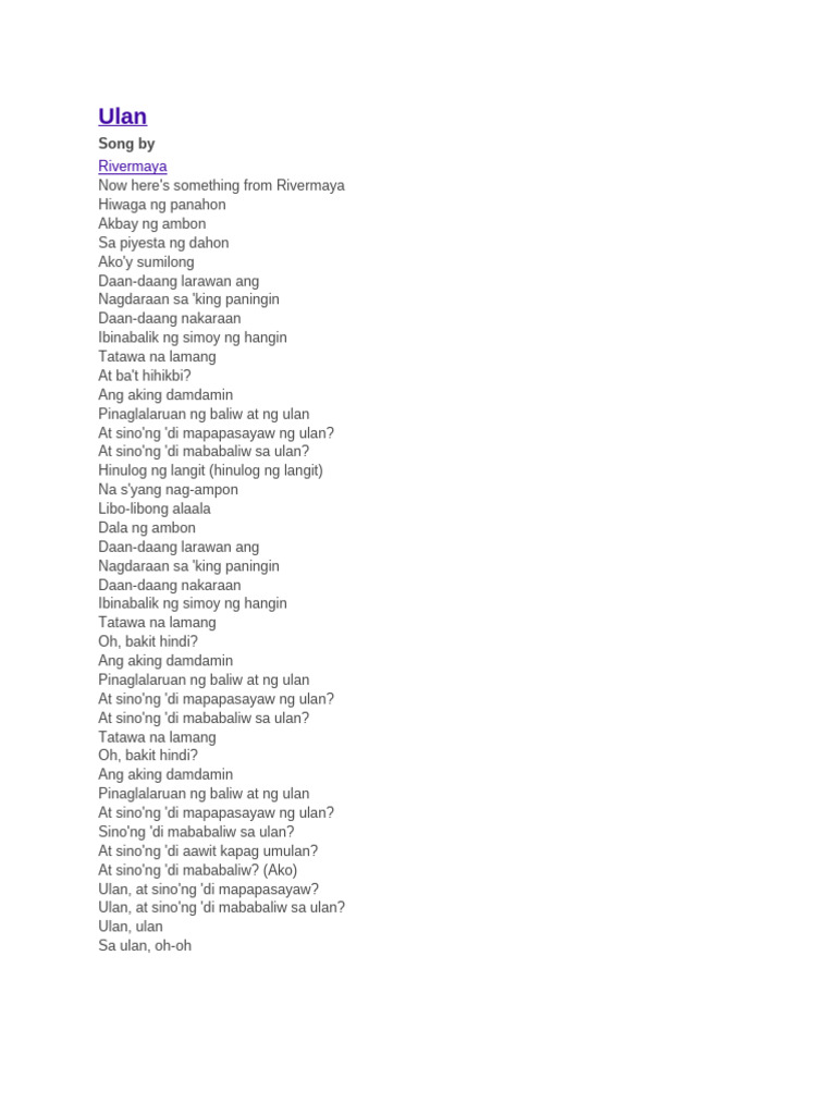 Ulan Lyrics | PDF