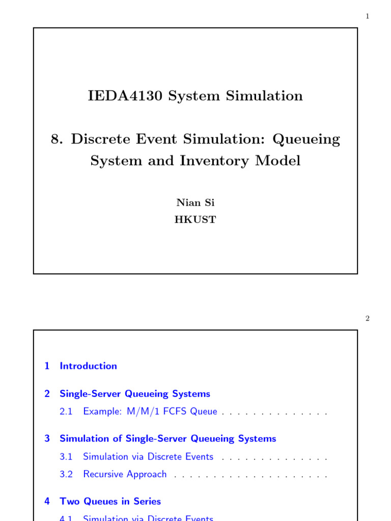 Discrete Event Simulation of Queueing Systems | PDF | Applied ...