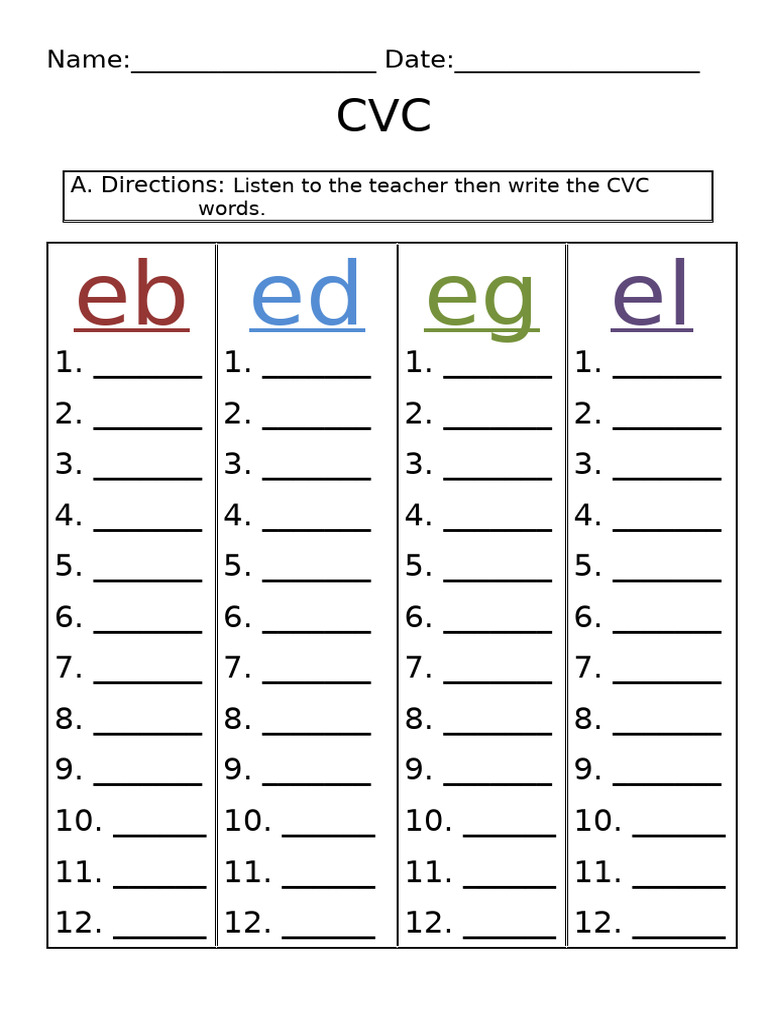 CVC Word Practice Worksheet | PDF