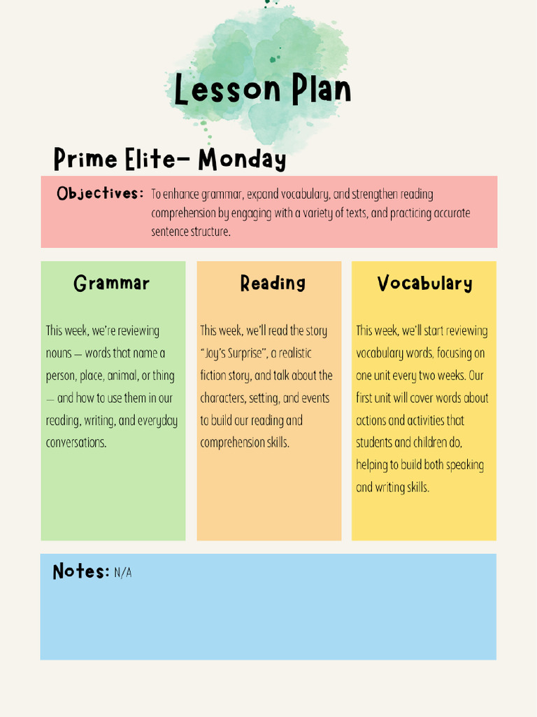 Lesson WK1 Kinder | PDF