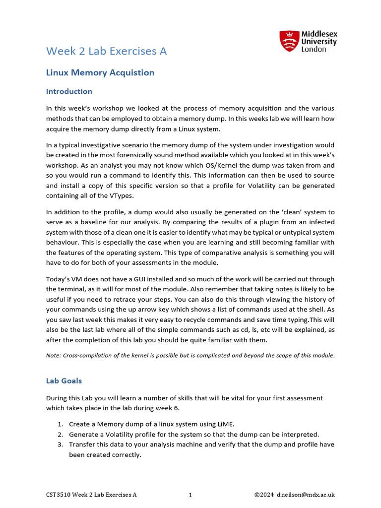 Linux Memory Acquisition Lab Guide | PDF | Computer File | Directory ...