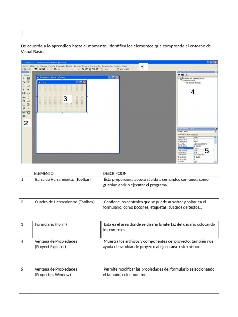 Elementos del Entorno de Visual Basic | PDF