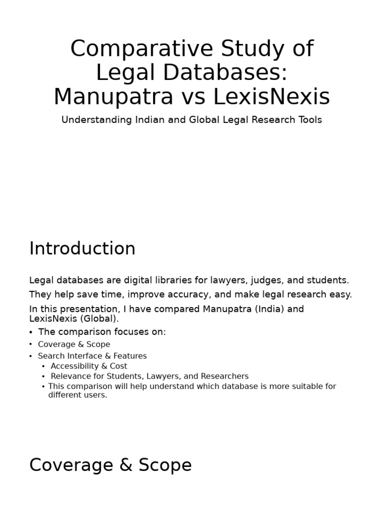 Manupatra vs LexisNexis: Legal Database Comparison | PDF