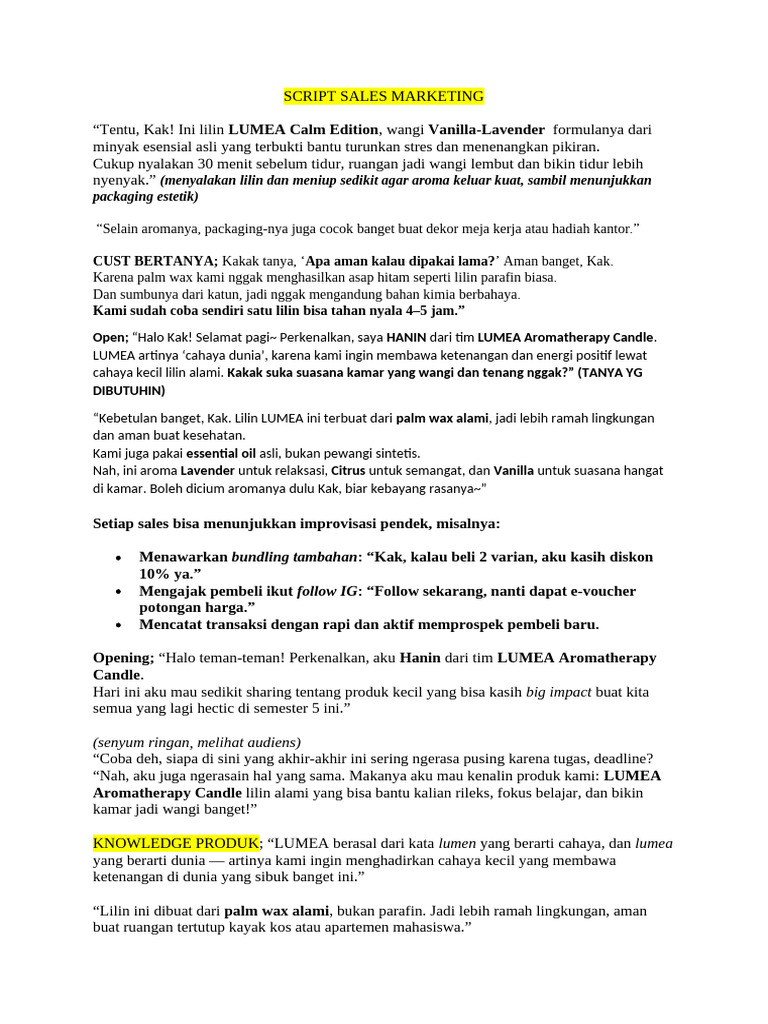 Script Sales Marketing | PDF