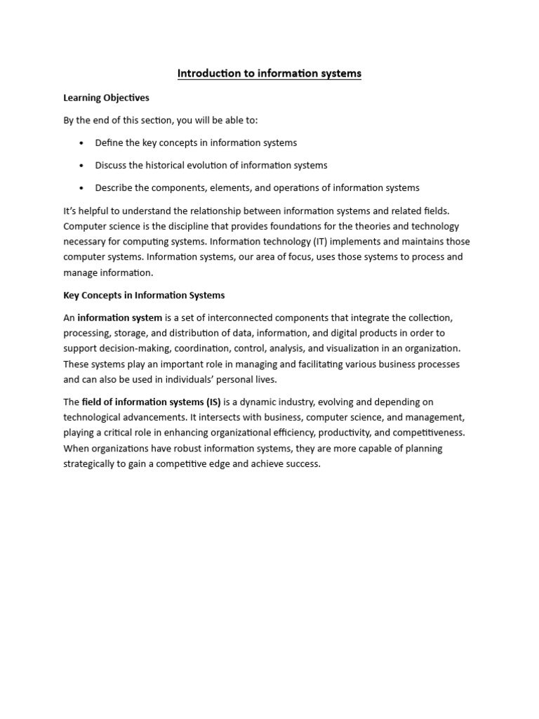 Overview of Information Systems Essentials | PDF | Information System ...