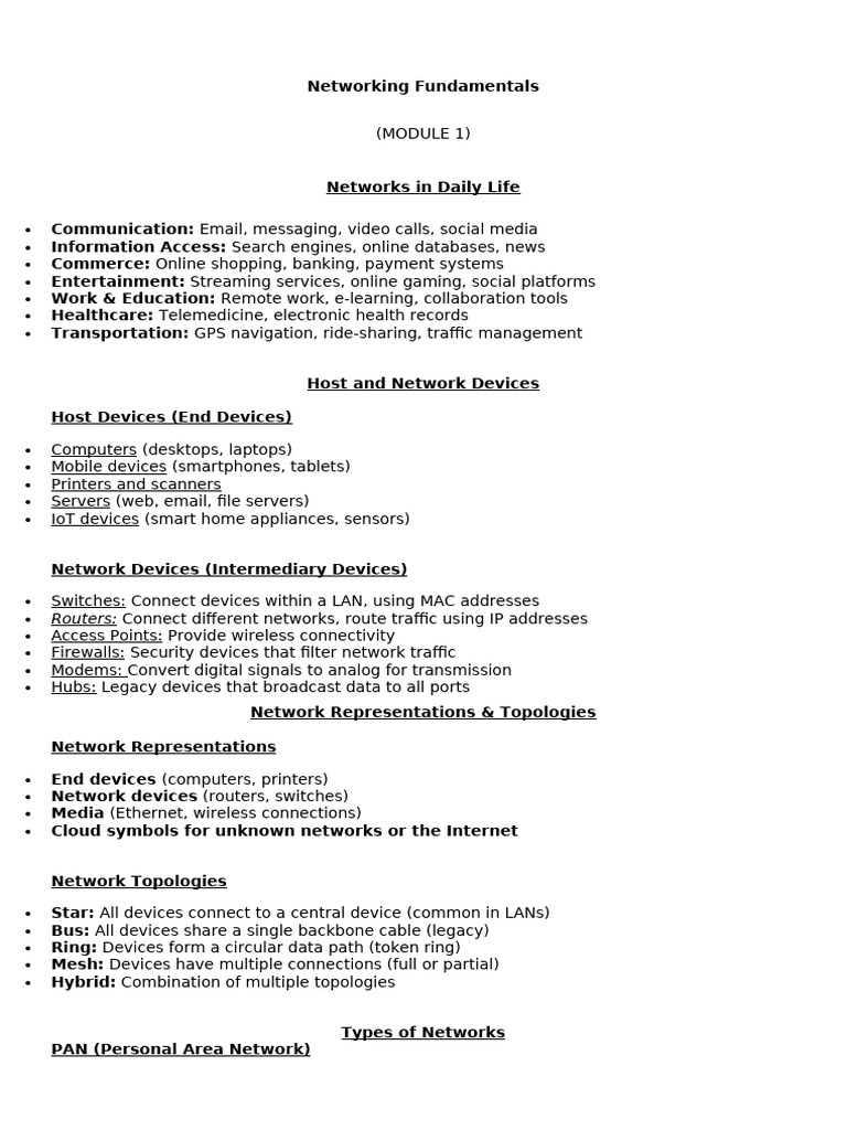 Networking Fundamentals MODULE 1 NOTE | PDF | Computer Network | Local ...