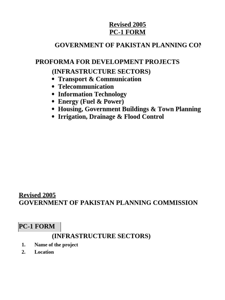 PC-1 Form for Infrastructure Projects | PDF | Net Present Value