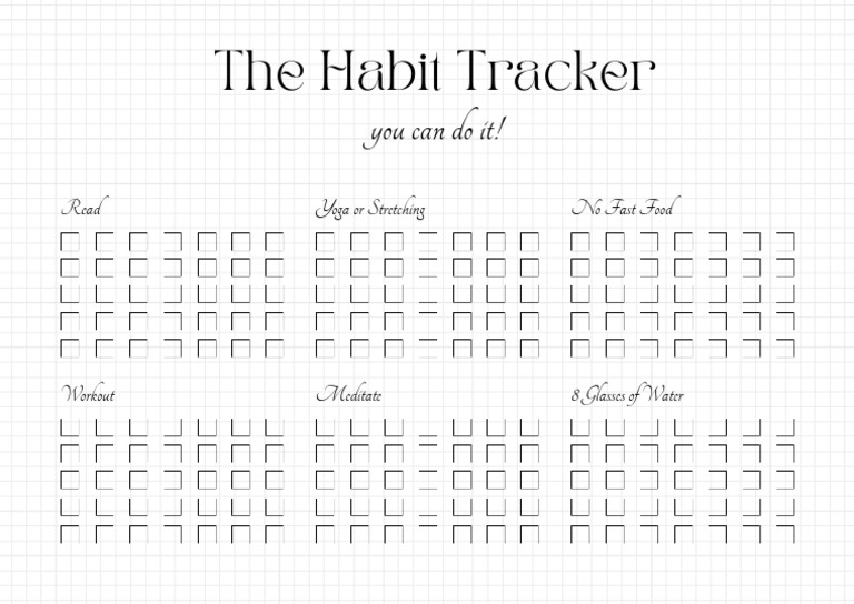 Monthly Habit Tracker Daily Check Box Planner Worksheet | PDF
