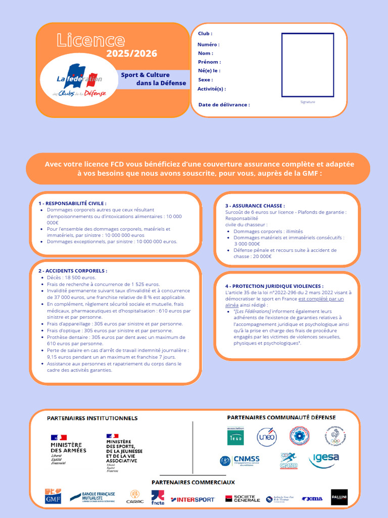 Assurance complète avec licence FCD | PDF