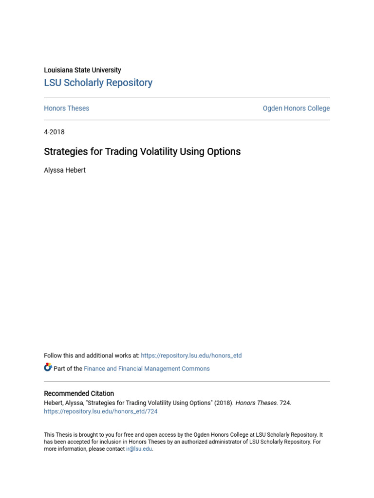Options Trading Volatility Strategies | PDF | Option (Finance) | Greeks ...