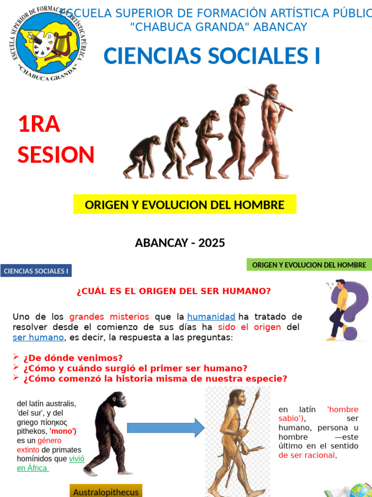 1° Clase Evolucion Del Hombre | PDF | Evolución humana | Homo