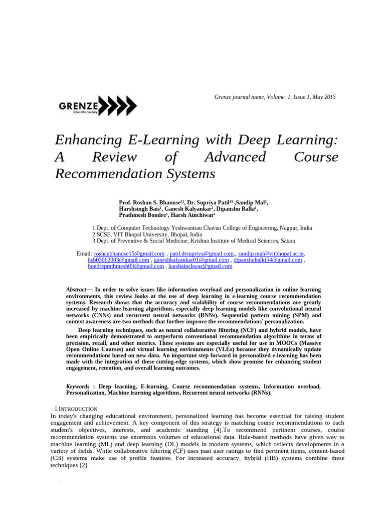 Deep Learning for E-Learning Recommendations | PDF | Machine Learning ...