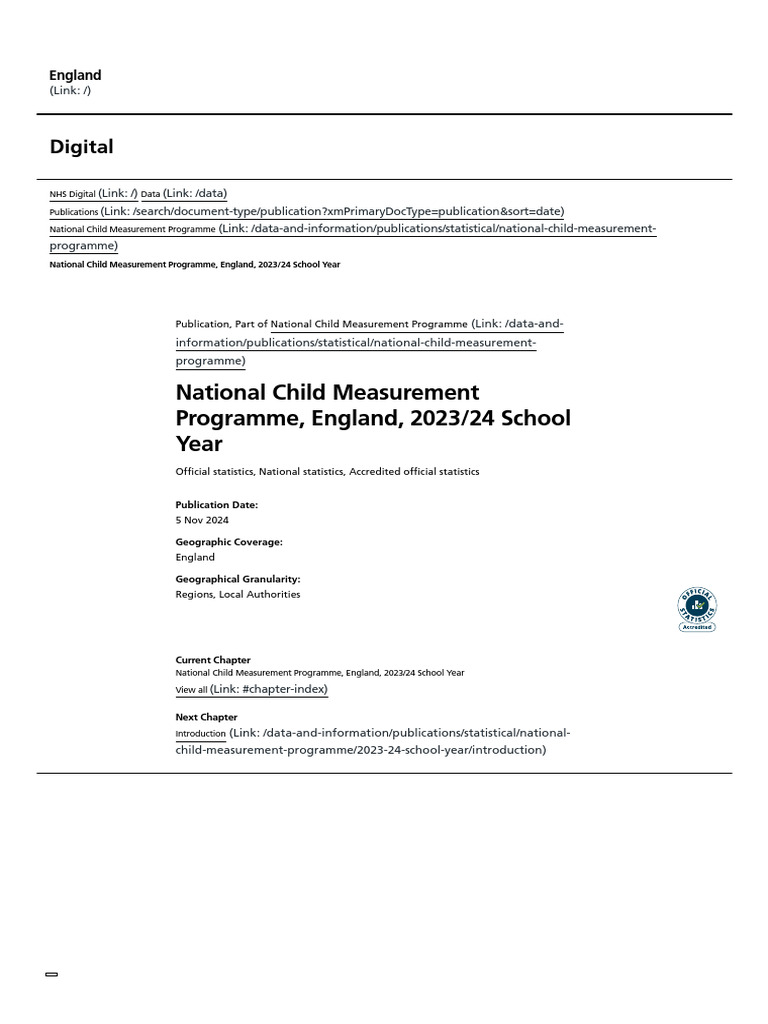 National Child Measurement Report 2023/24 | PDF | Body Mass Index ...
