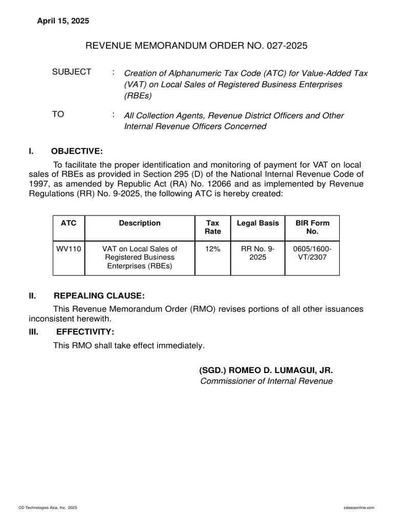 New ATC WV110 for VAT on Local Sales | PDF