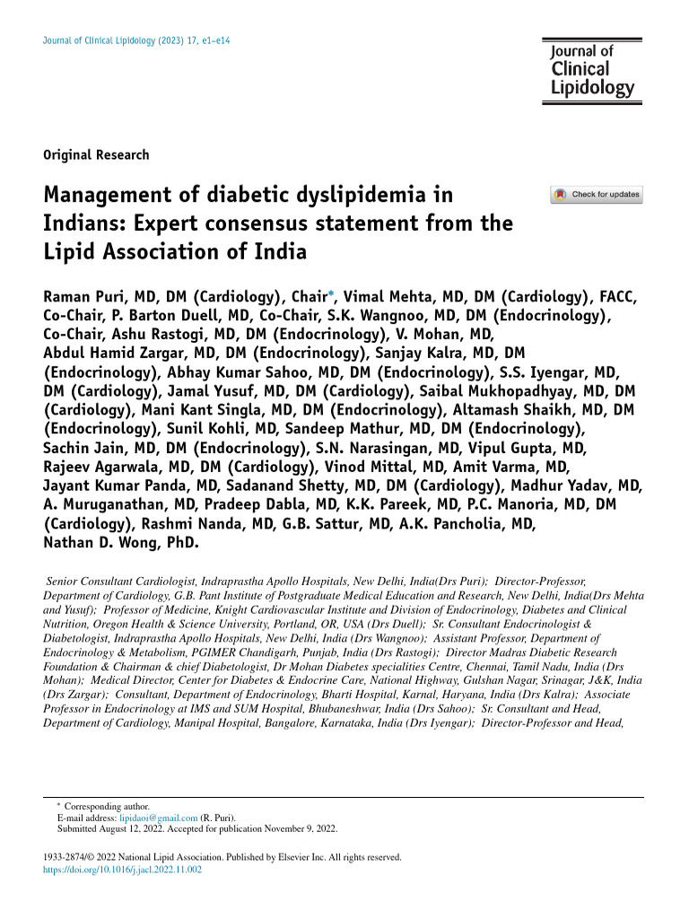 Diabetic Dyslipidemia Management in India | PDF | Low Density ...