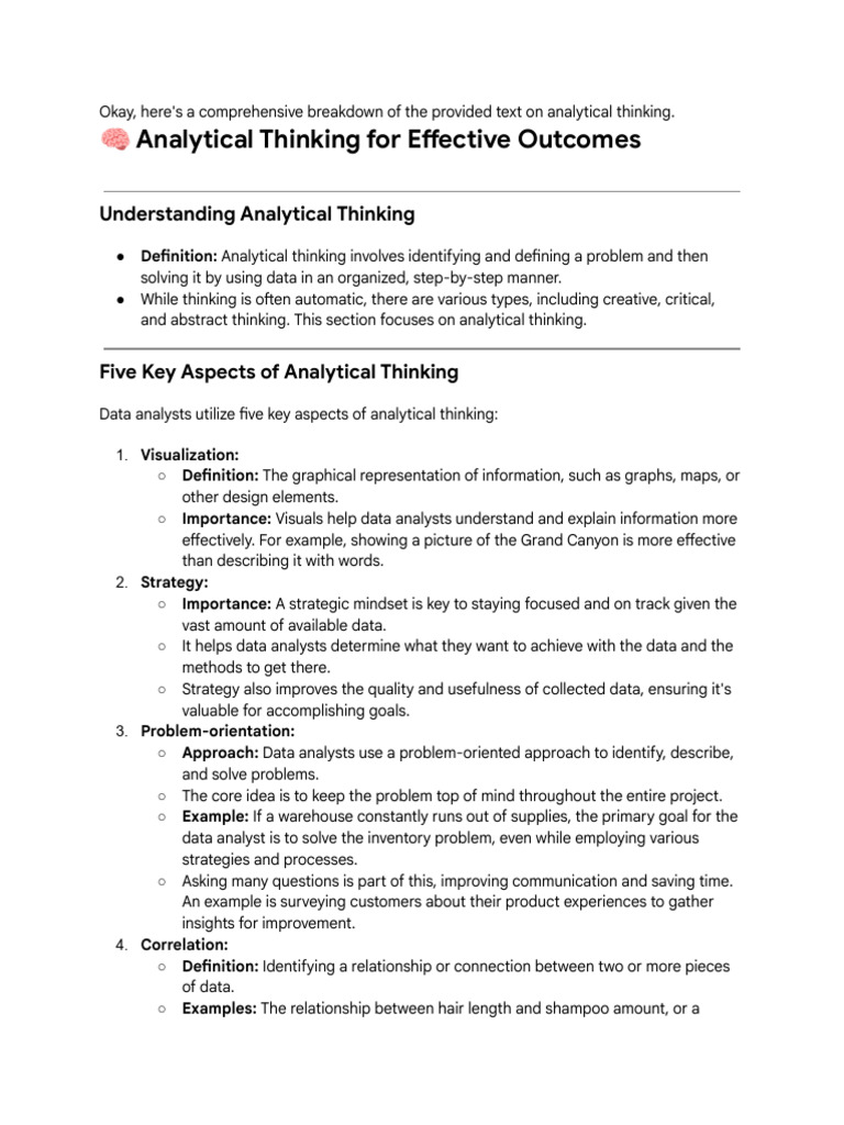 Key Aspects of Analytical Thinking | PDF | Data Analysis | Thought