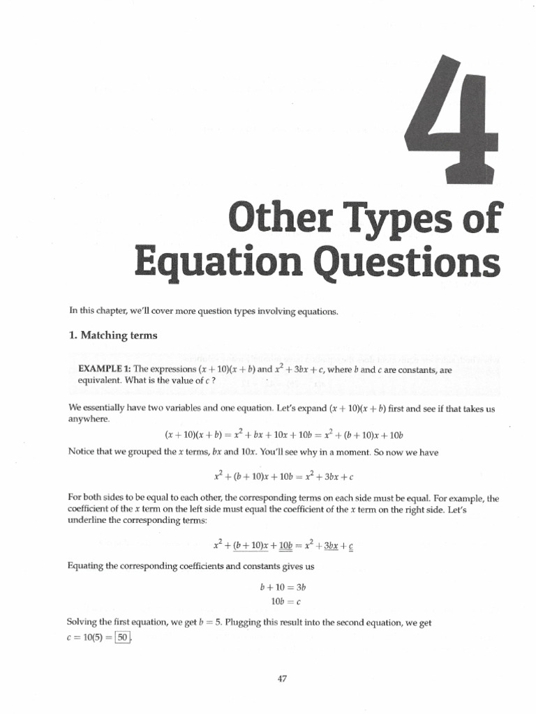 Chapter 4 Other Types of Equation Questions | PDF