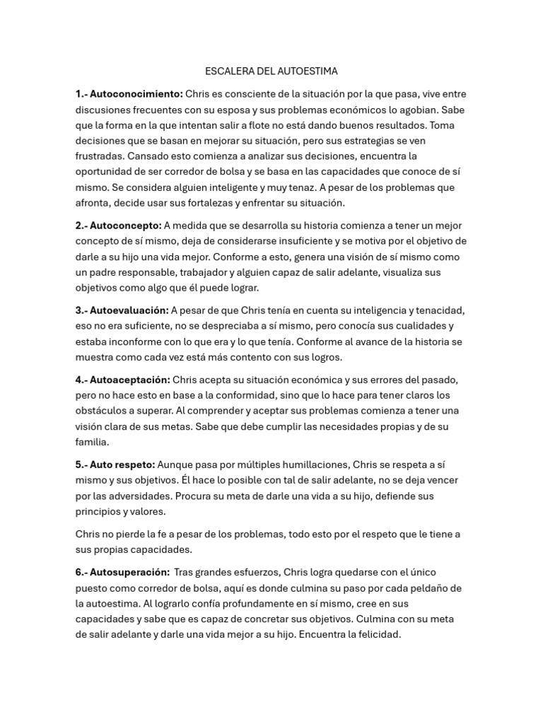 Escalera de la Autoestima en Chris | PDF
