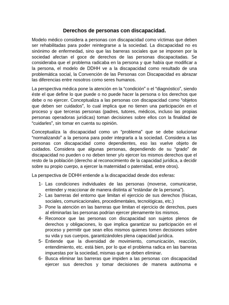 Derechos de Personas con Discapacidad | PDF | Invalidez | Derechos