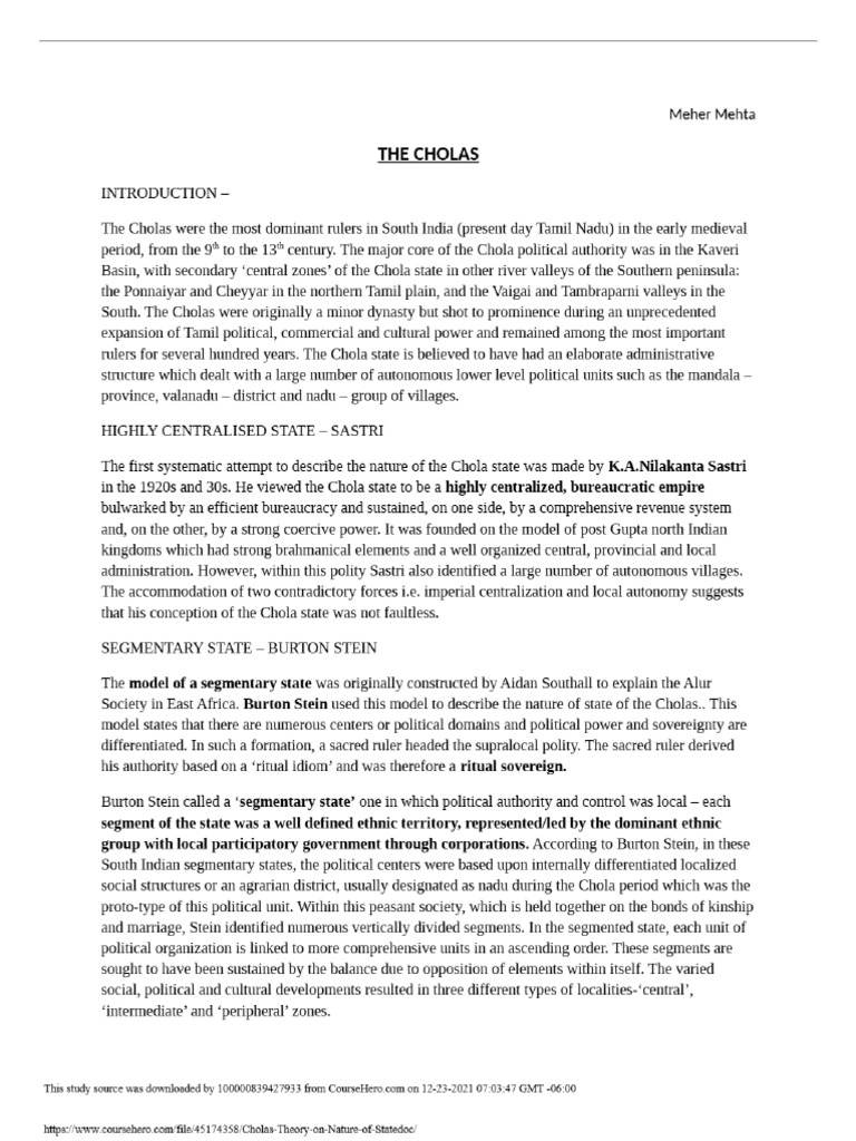 Cholas - Theory On Nature of State - ILIDE - Info Platform PDF Viewer | PDF